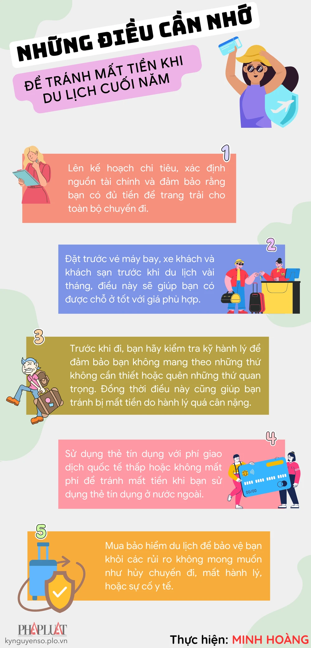 Infographgic: Những điều cần nhớ để tránh mất tiền khi du lịch cuối năm. Minh Hoàng