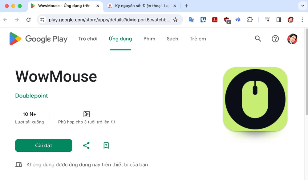 Hiện tại ứng dụng WowMouse đã có sẵn trên cửa hàng Google Play. Ảnh: TIỂU MINH