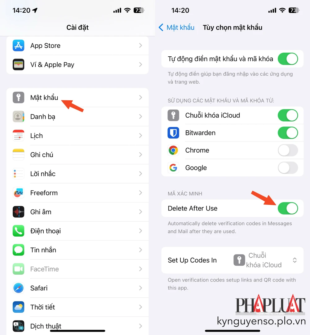 Tự động xóa mã xác minh sau khi sử dụng. Ảnh: MINH HOÀNG