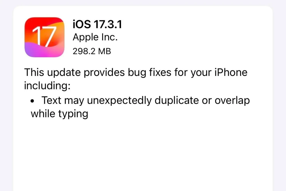 Apple ra mắt iOS 17.3.1.