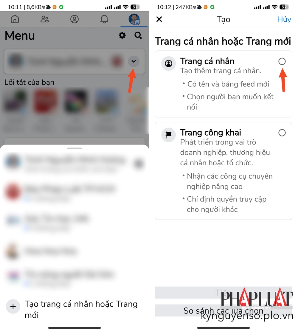 Facebook cho phép tạo tối đa 4 hồ sơ trên một tài khoản. Ảnh: MINH HOÀNG