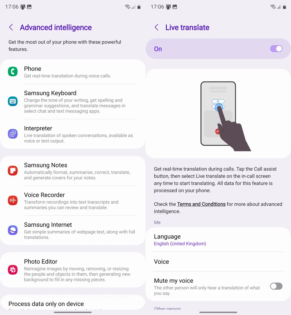 Cách bật tính năng AI Live Translate trên Samsung Galaxy S24