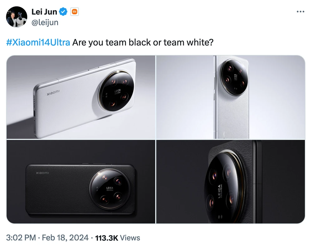 Giám đốc Xiaomi hé lộ hình ảnh Xiaomi 14 Ultra trước sự kiện ra mắt. Ảnh chụp màn hình
