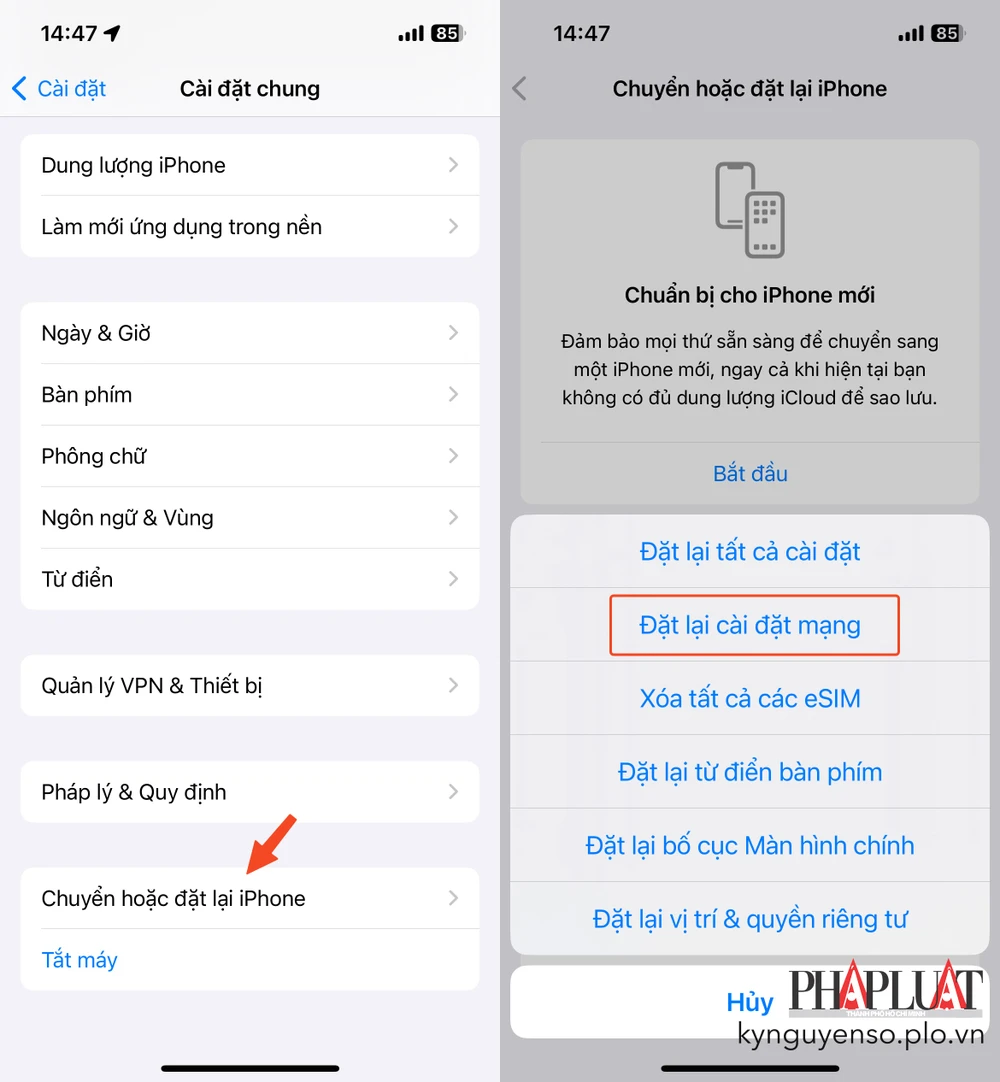 Đưa toàn bộ cài đặt mạng về chế độ mặc định ban đầu. Ảnh: MINH HOÀNG