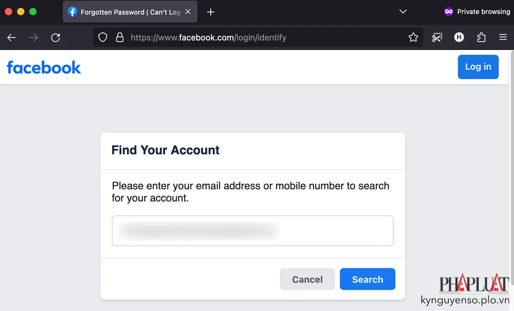 Nhập email hoặc số điện thoại có liên kết với tài khoản của bạn. Ảnh: TIỂU MINH