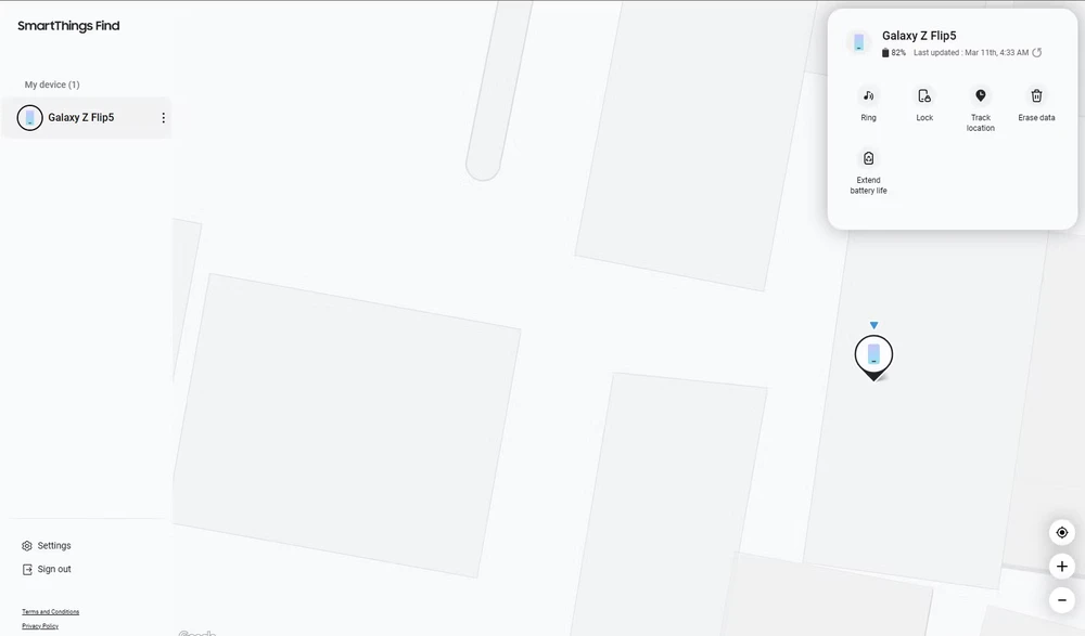 Theo dõi điện thoại Samsung bằng SmartThings Find. Ảnh: Makeuseof