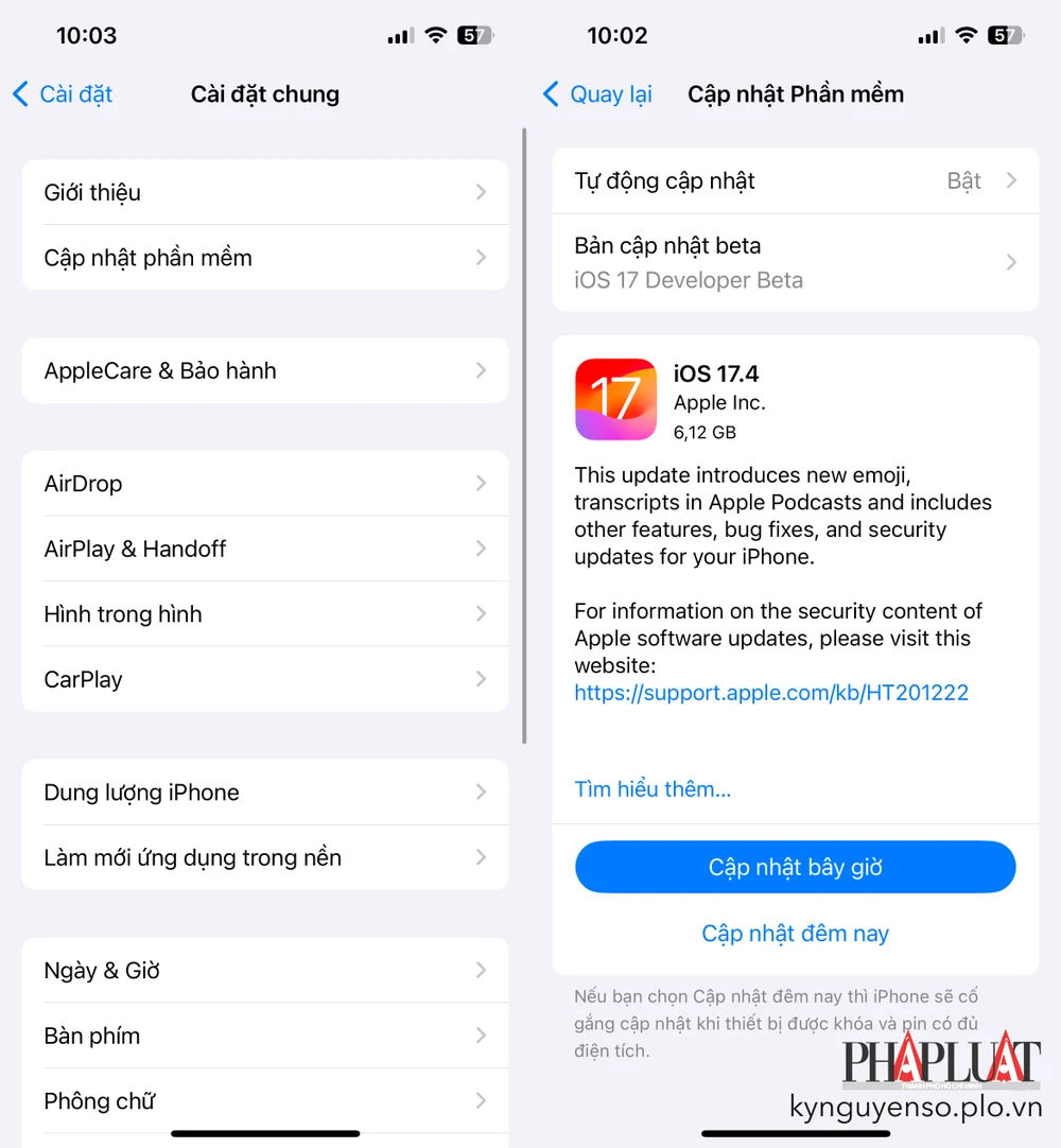 Tin công nghệ 13-3: Apple không cho phép người dùng hạ cấp iOS 17.3.1. Ảnh: TIỂU MINH