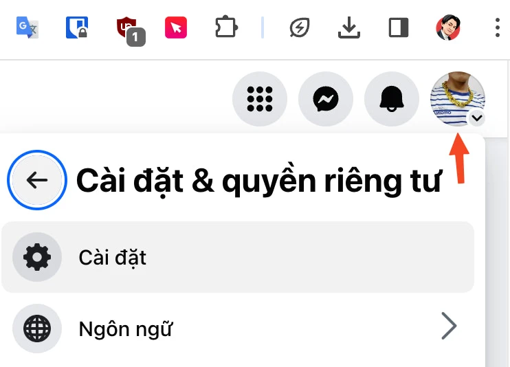 Truy cập vào phần cài đặt Facebook. Ảnh: TIỂU MINH