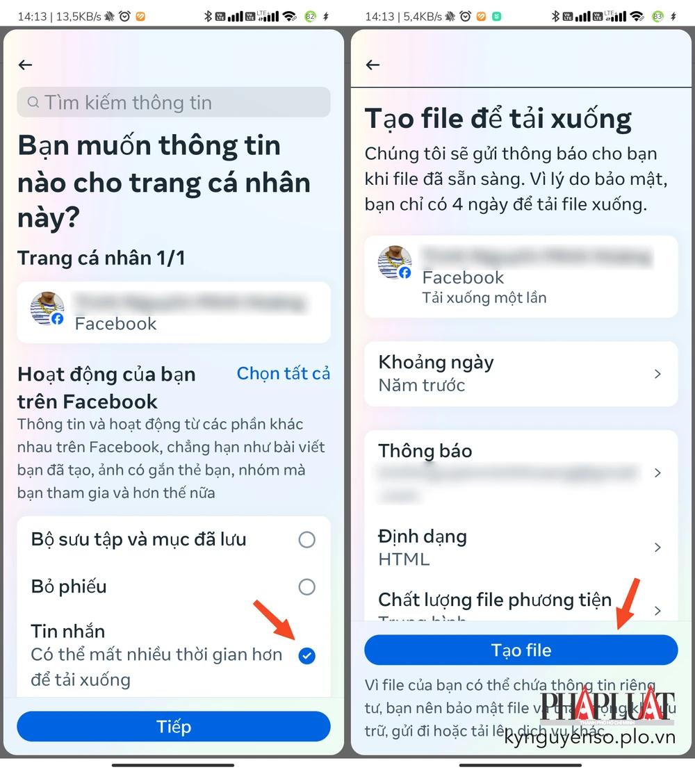 Cách tải toàn bộ tin nhắn Facebook Messenger trên ứng dụng. Ảnh: TIỂU MINH