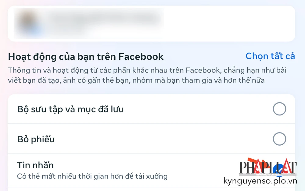 Chọn loại nội dung cần tải xuống. Ảnh: TIỂU MINH