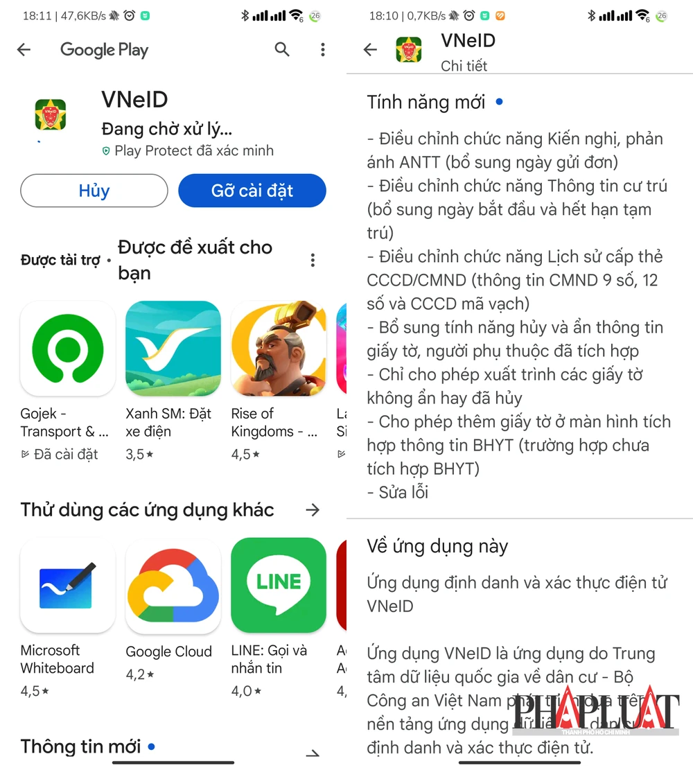 Phiên bản VNeID 2.1.4 ra mắt với nhiều tính năng mới. Ảnh: MINH HOÀNG