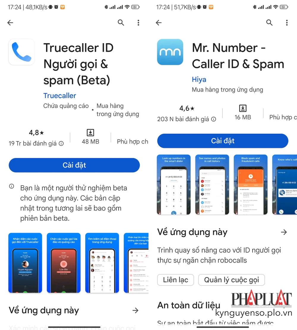 Cách tra cứu thông tin số điện thoại lạ bằng TrueCaller. Ảnh: MINH HOÀNG