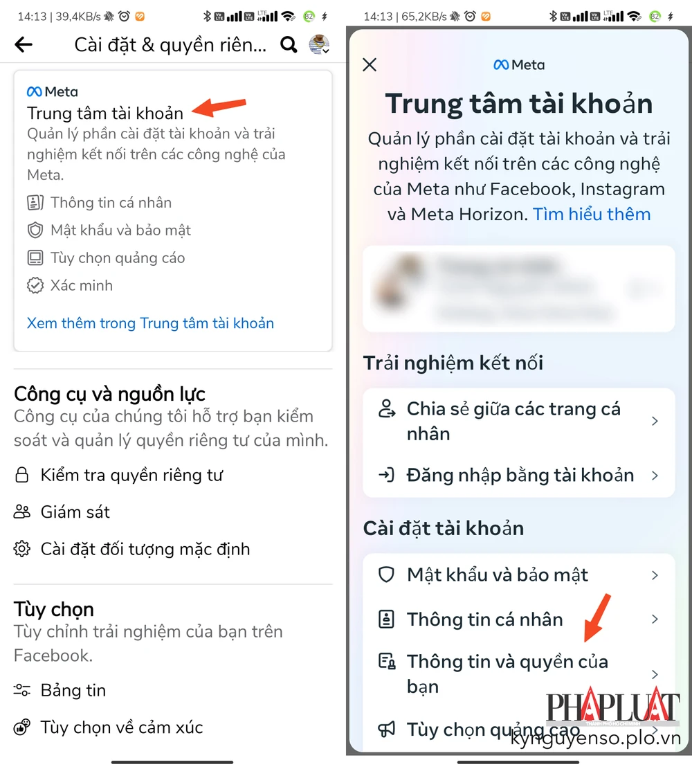 Truy cập vào phần cài đặt trong ứng dụng Facebook. Ảnh: MINH HOÀNG