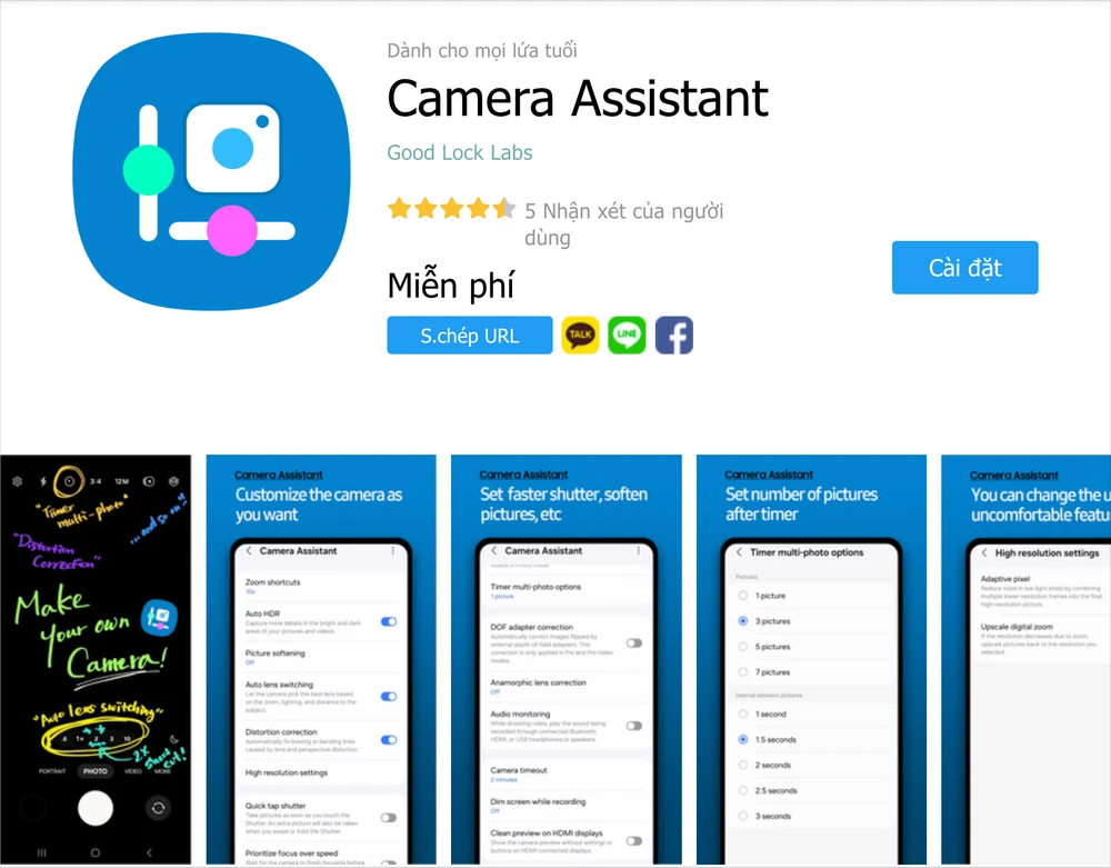 Cài đặt ứng dụng Camera Assistant để chụp ảnh đẹp trên điện thoại Samsung. Ảnh: TIỂU MINH