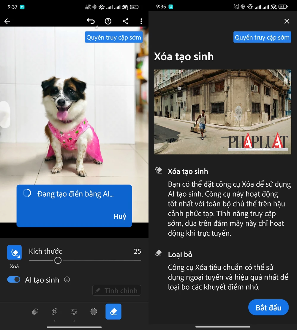 Xóa các vật thể dư thừa bằng tính năng Generative Remove trên Lightroom. Ảnh: MINH HOÀNG