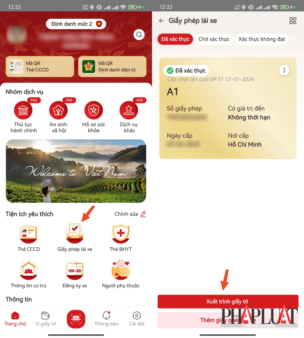 GPLX trên VNeID được coi là giấy tờ hợp lệ kể từ ngày 1-6-2024. Ảnh: MINH HOÀNG