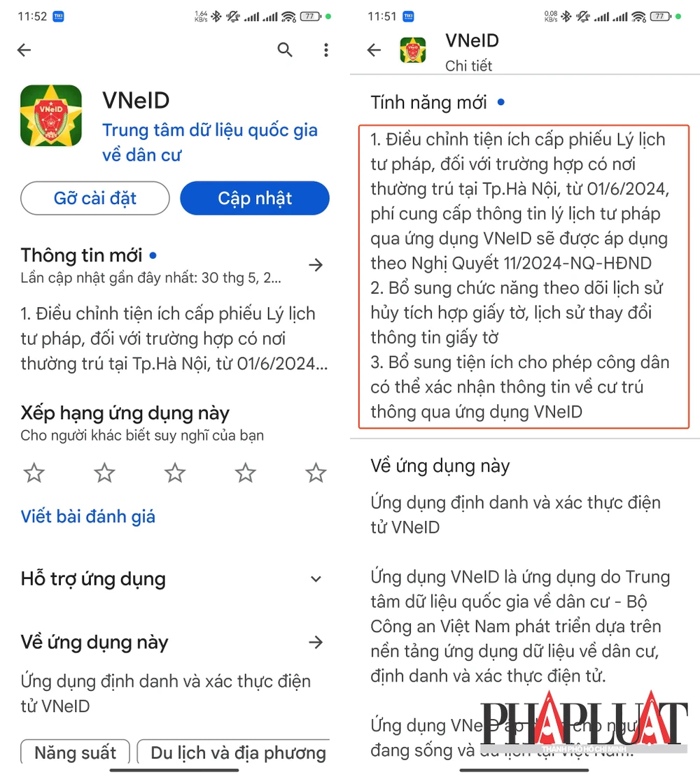 Các tính năng mới trên ứng dụng VNeID 2.1.6. Ảnh: TIỂU MINH