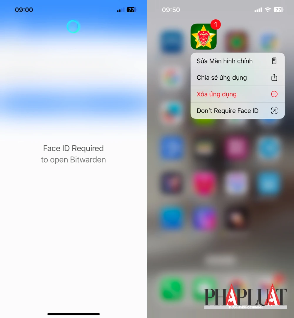 Tắt tính năng khóa ứng dụng trên iPhone bằng Face ID. Ảnh: MINH HOÀNG