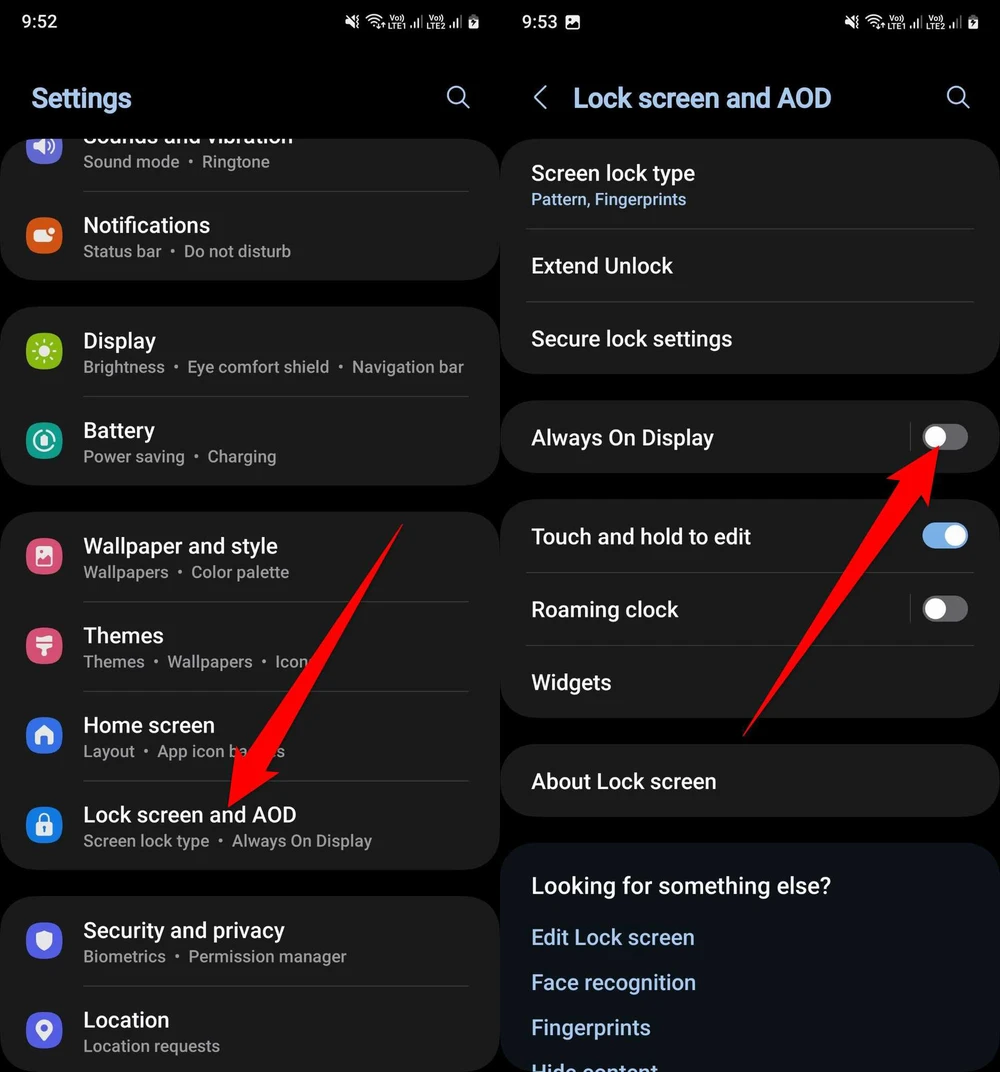 Tắt tính năng Always on Display (AOD) trên điện thoại Samsung để tiết kiệm pin.