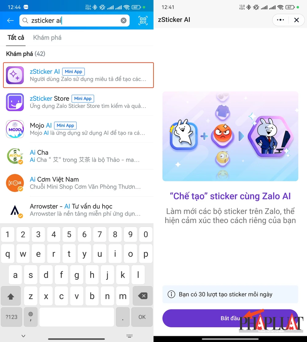 Sử dụng zSticker AI để tạo sticker không đụng hàng. Ảnh: MINH HOÀNG
