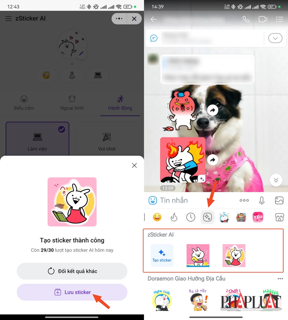 Cách tạo sticker không đụng hàng trên Zalo bằng AI. Ảnh: MINH HOÀNG