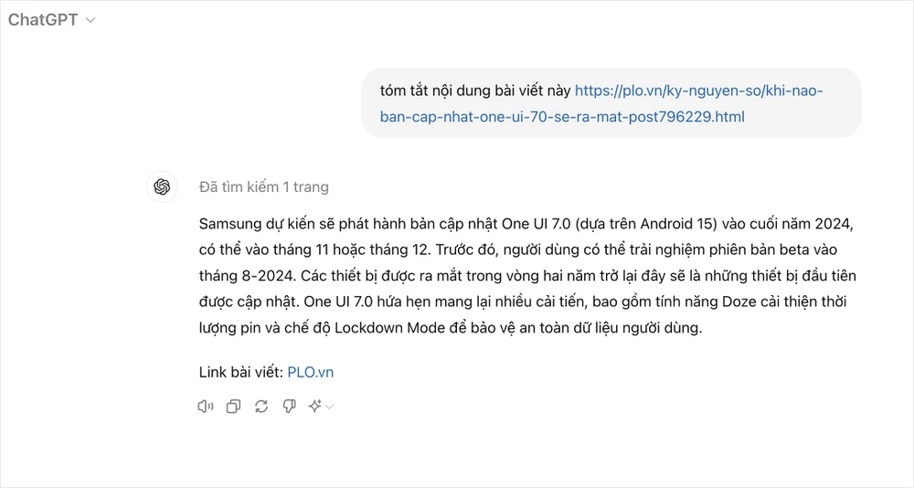 Sử dụng ChatGPT để tóm tắt bài viết. Ảnh: TIỂU MINH
