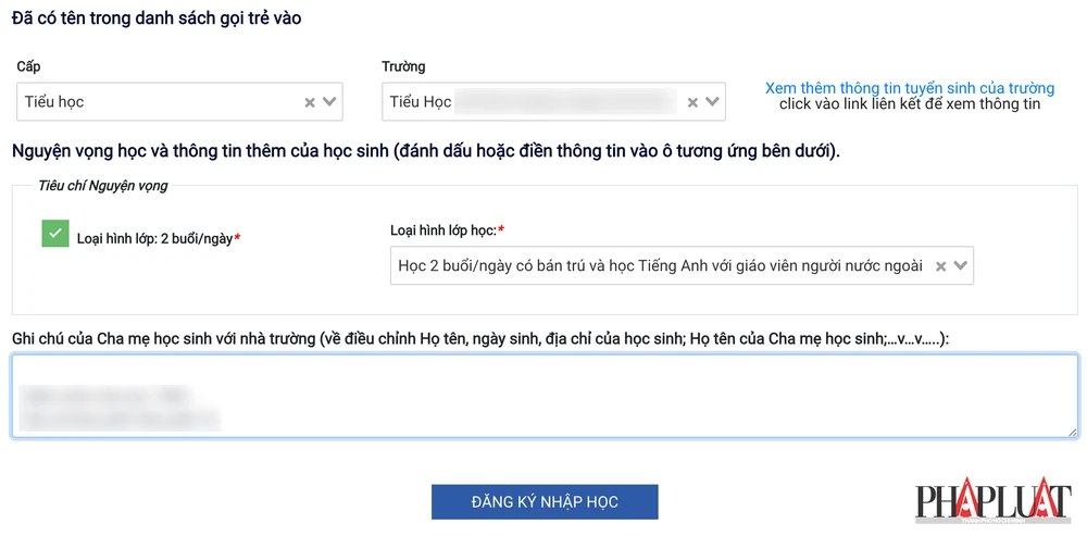 Đăng ký thêm nguyện vọng cho trẻ. Ảnh: MINH HOÀNG