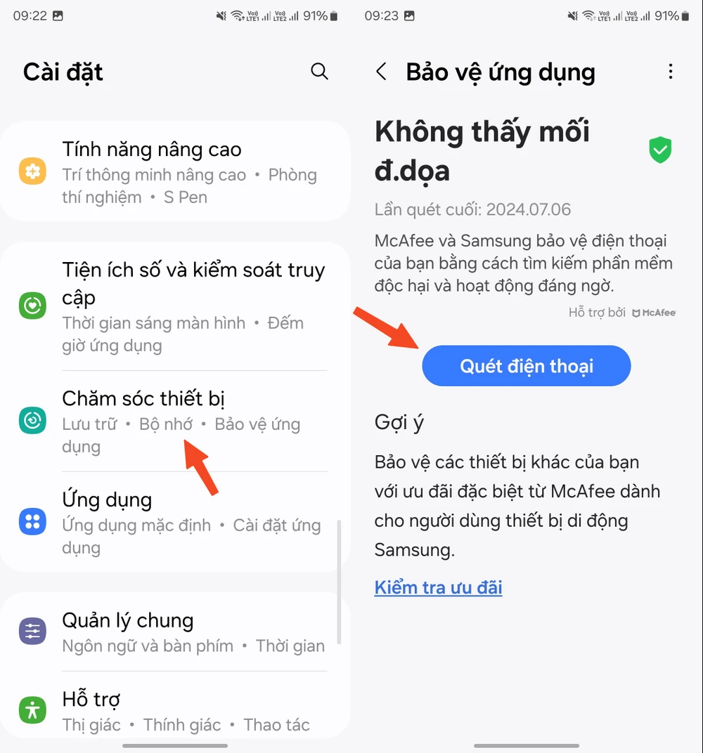 Cách bật tính năng App Protection (bảo vệ ứng dụng) trên One UI 6.1. Ảnh: MINH HOÀNG