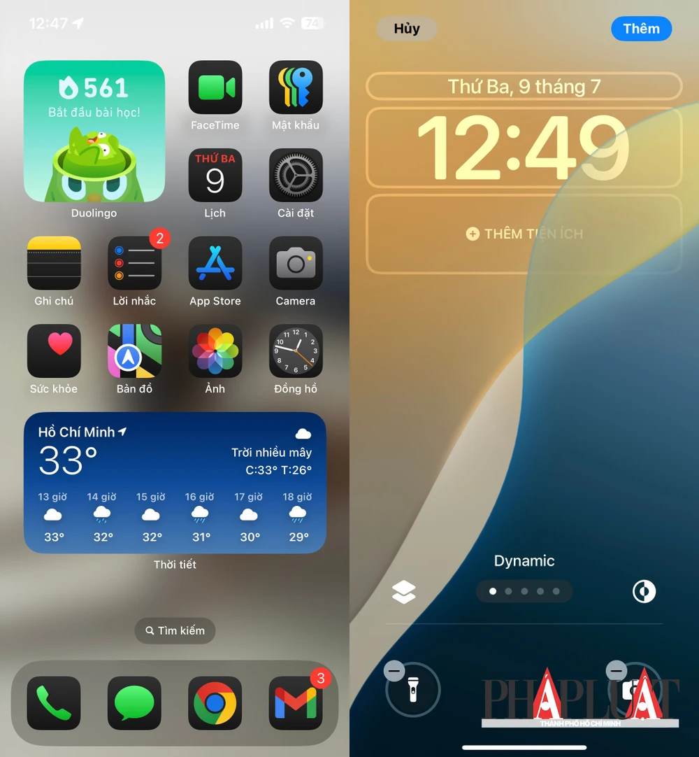 iOS 18 beta 3 cho phép người dùng tùy chỉnh màn hình chính nhiều hơn. Ảnh: MINH HOÀNG
