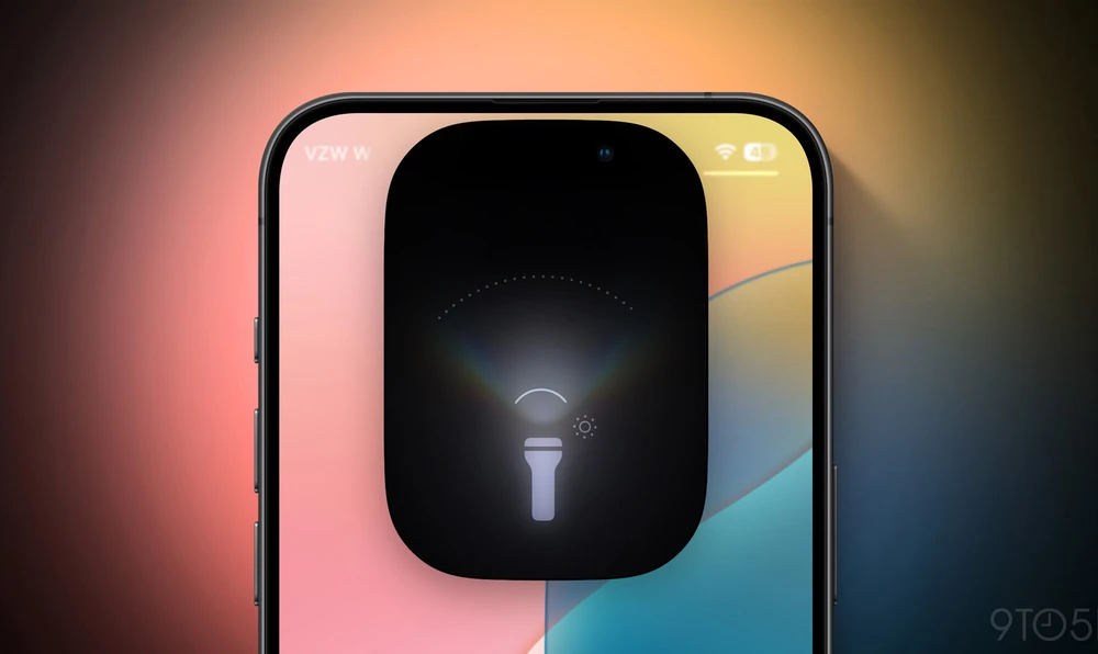 Ứng dụng đèn pin trên iOS 18 được cải tiến về giao diện. Ảnh: 9to5mac