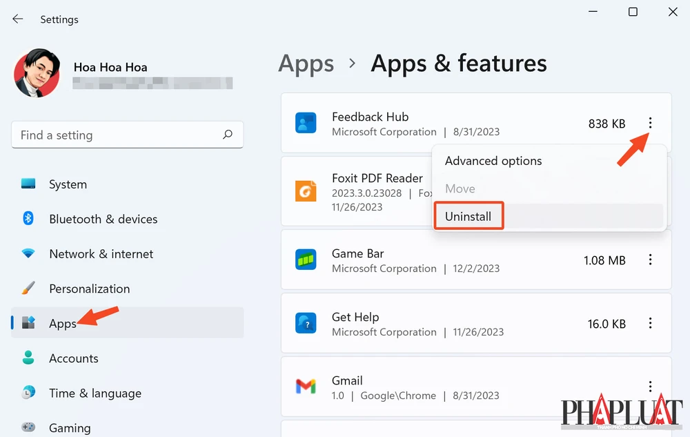 Gỡ các phần mềm mặc định trên máy tính Windows. Ảnh: TIỂU MINH