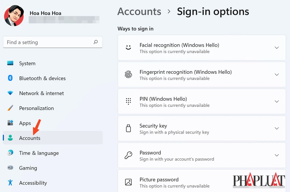 Thiết lập Windows Hello trên máy tính Windows. Ảnh: TIỂU MINH