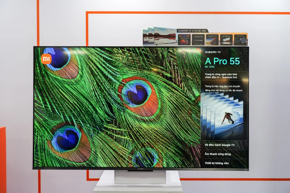 Xiaomi Tivi A Pro 55 inch nổi bật với thiết kế viền mỏng, là một trong các mẫu tivi 4K giá rẻ. Ảnh: TIỂU MINH