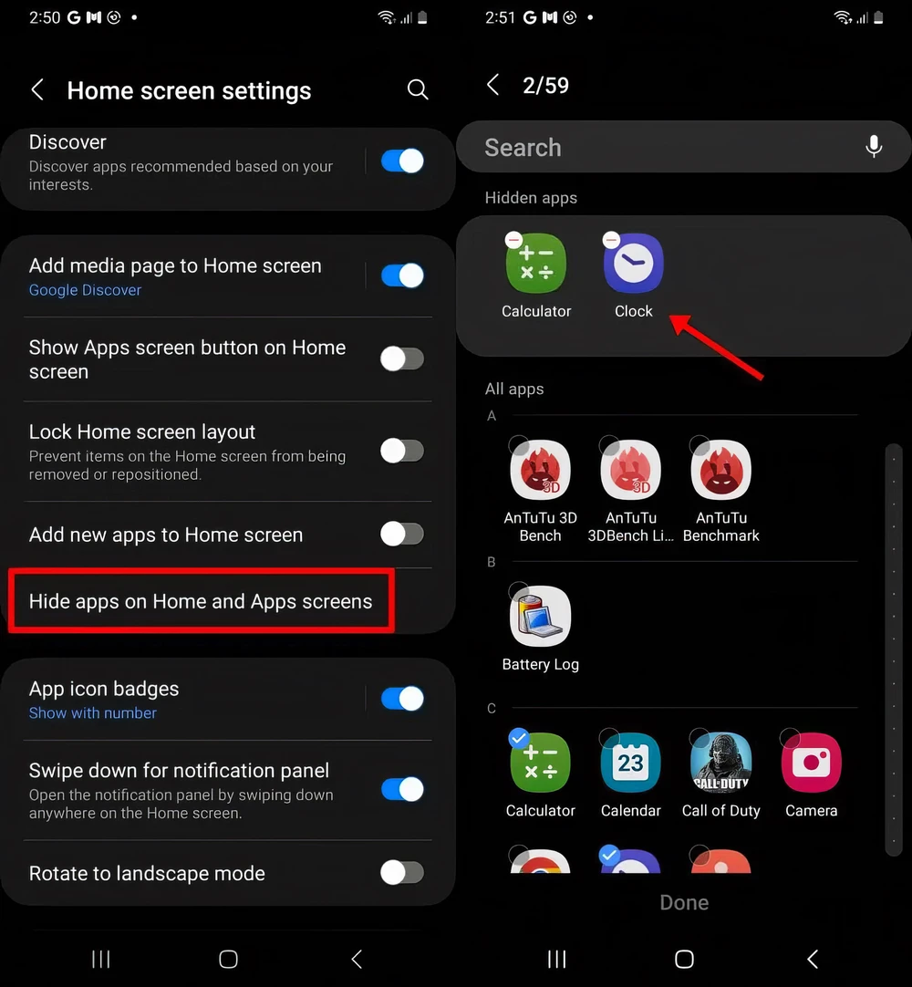 Tìm ứng dụng ẩn trên điện thoại Samsung. Ảnh: TIỂU MINH