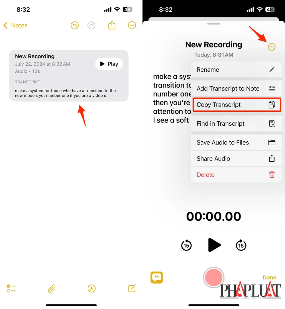 Chuyển âm thanh thành văn bản trên iPhone. Ảnh: MINH HOÀNG