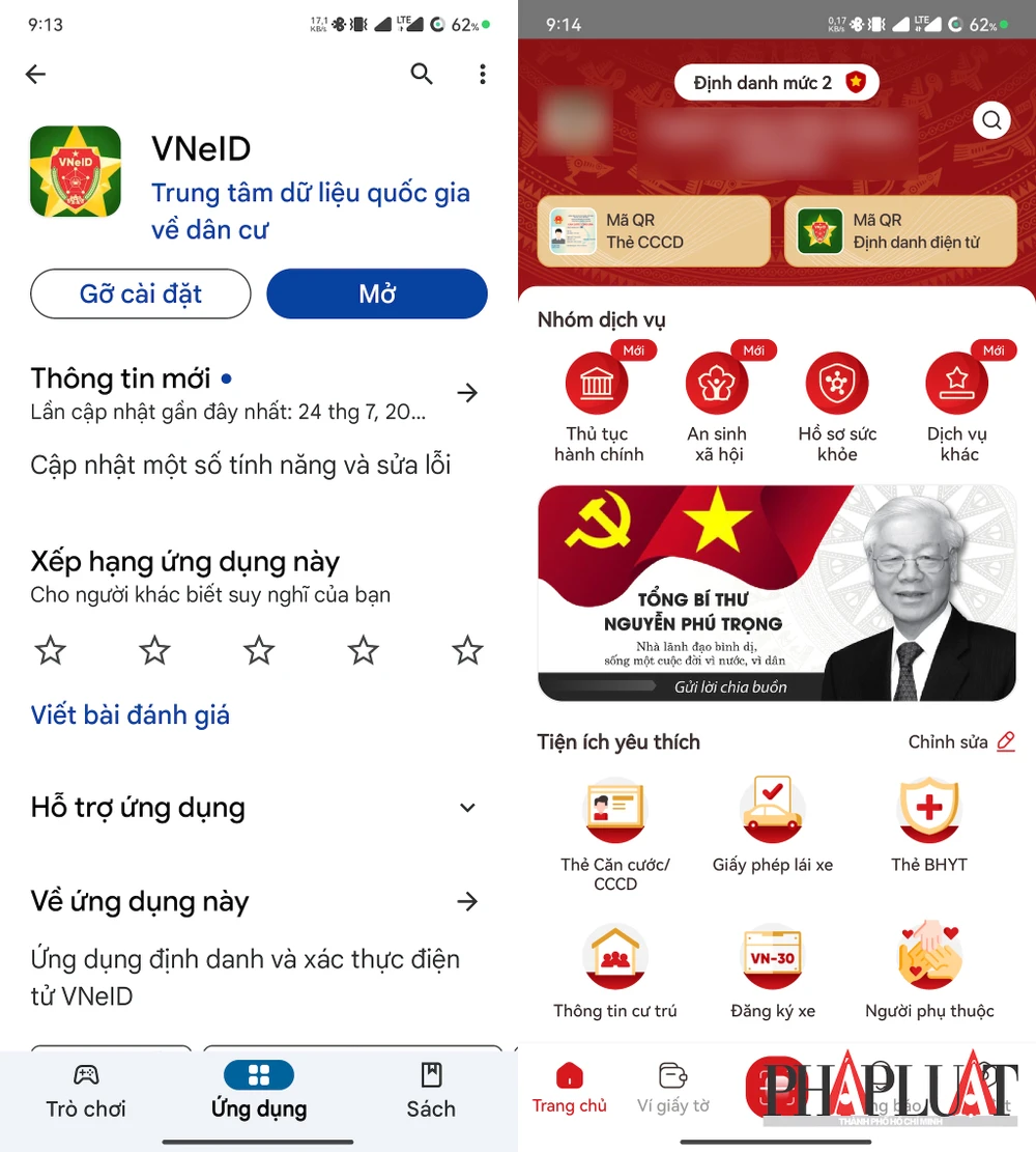 Ứng dụng VNeID 2.1.8 ra mắt với một số cải tiến mới. Ảnh: MINH HOÀNG