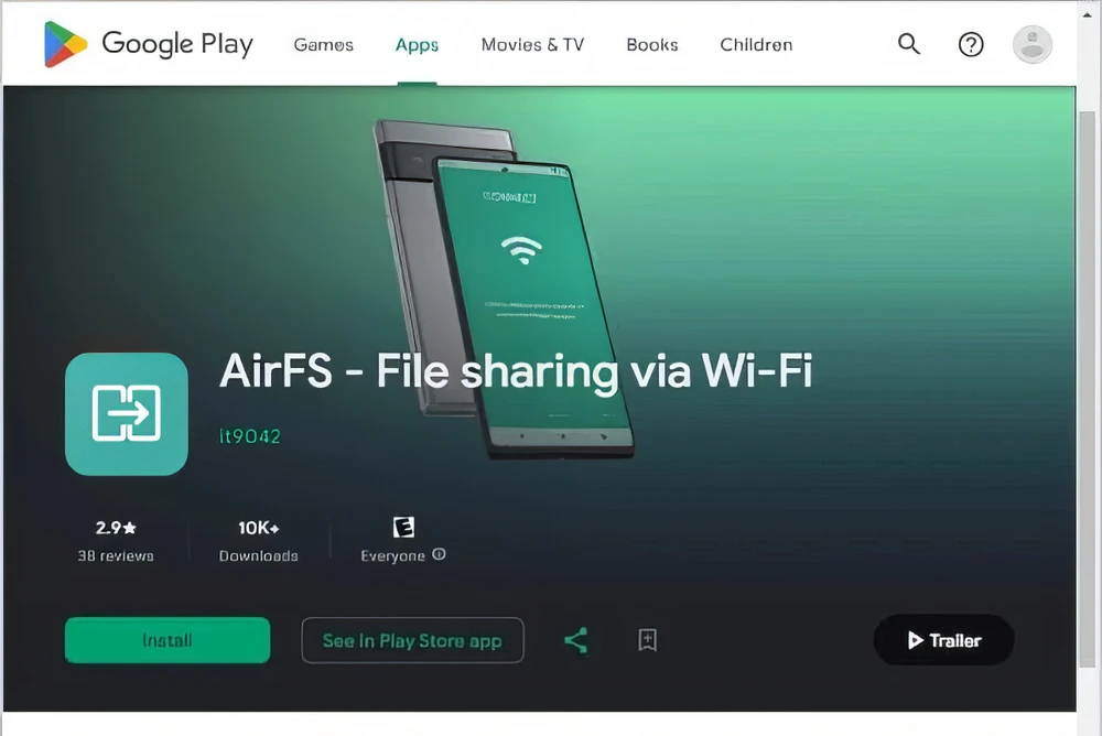 Ứng dụng AirFS chứa phần mềm gián điệp Mandrake. Ảnh: Kaspersky