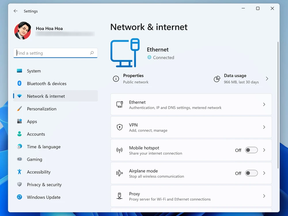 Kiểm tra phần cài đặt mạng trên máy tính Windows. Ảnh: MINH HOÀNG