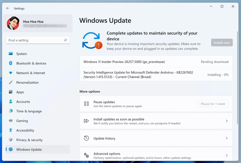 Cập nhật hệ thống là việc bạn nên thực hiện thường xuyên. Ảnh: MINH HOÀNG