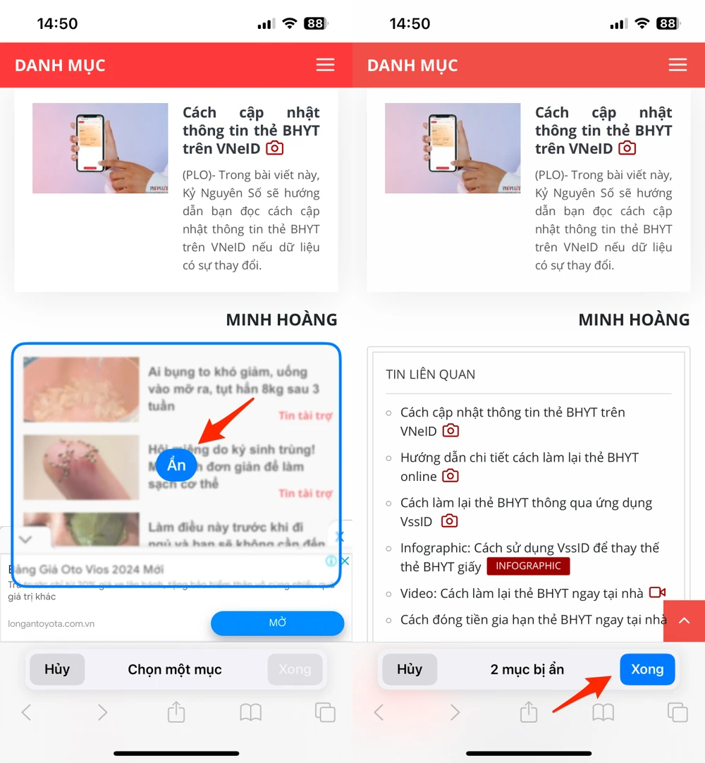 Chặn quảng cáo trên iPhone. Ảnh: MINH HOÀNG