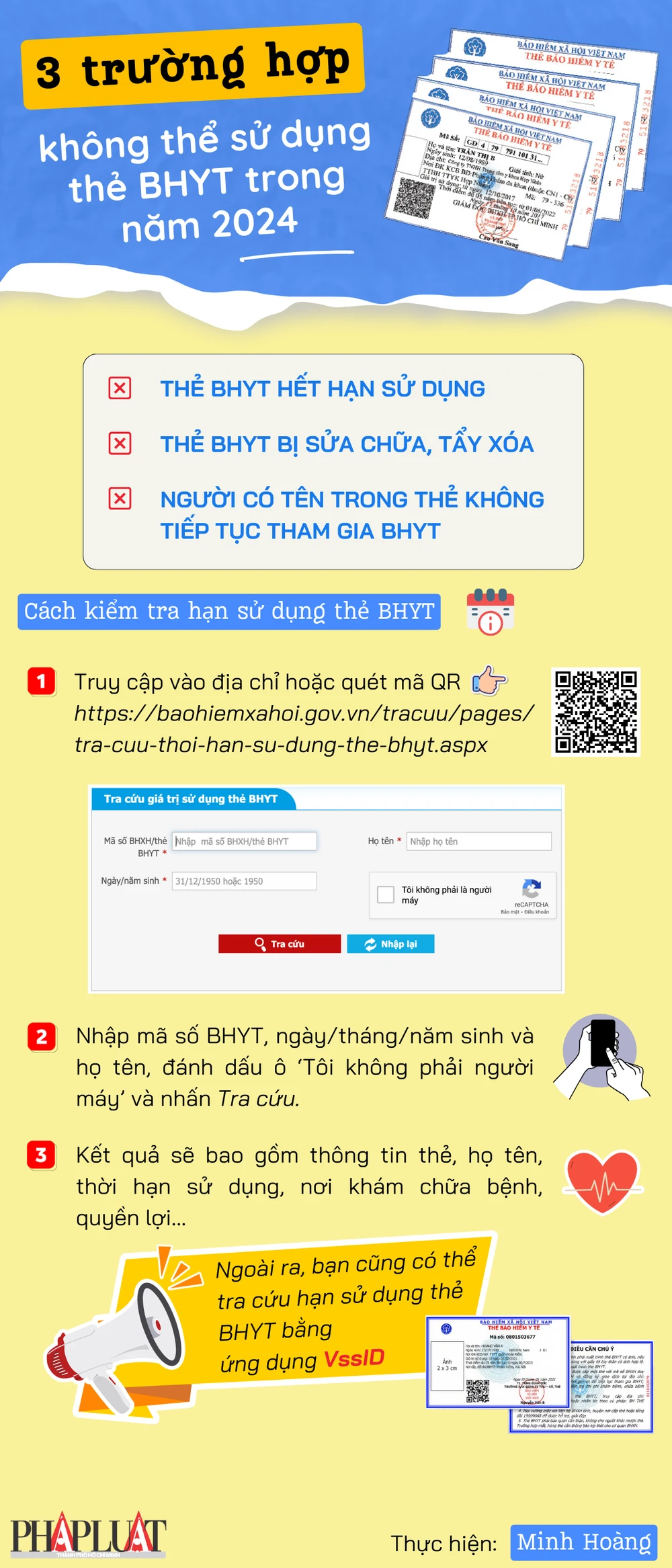 Infographic: 3 trường hợp không thể sử dụng thẻ BHYT trong năm 2024.