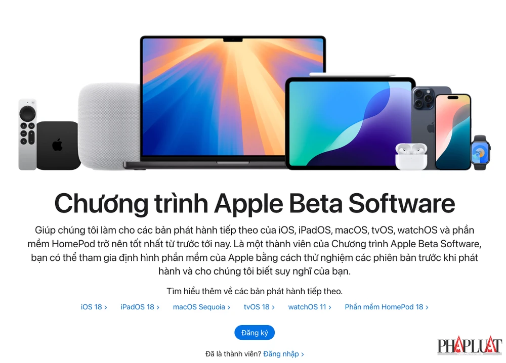 Đăng ký tham gia trải nghiệm trước iOS 18 beta. Ảnh: MINH HOÀNG