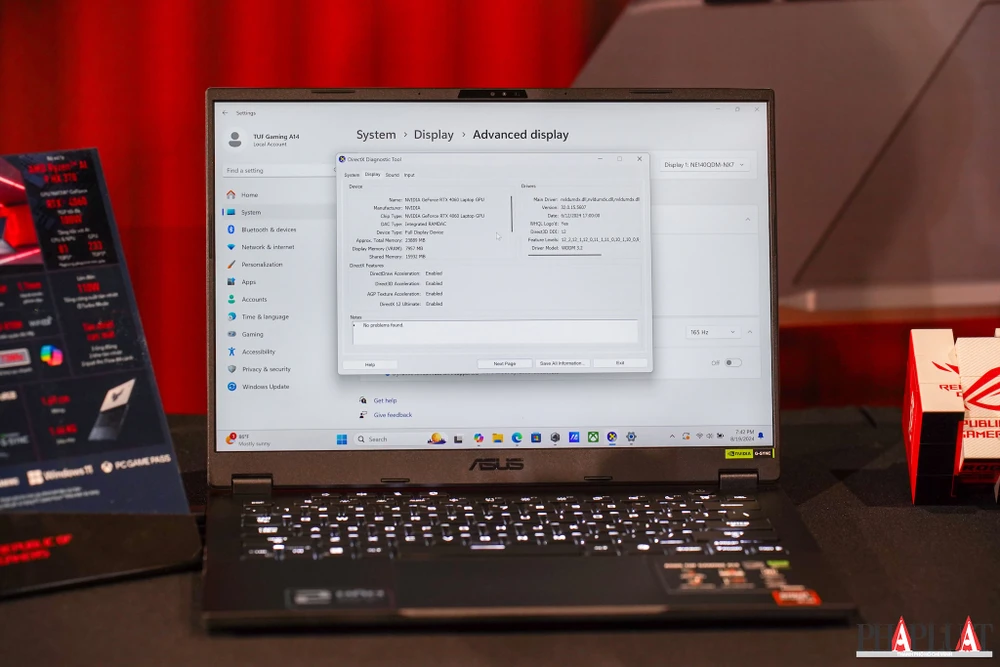 TUF Gaming A14 (2024) có cấu hình khủng trong thân hình nhỏ gọn. Ảnh: TIỂU MINH