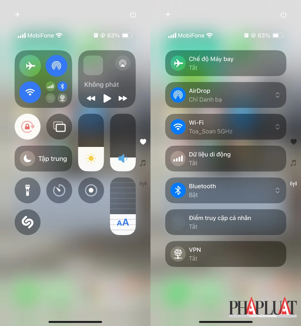 Trên iOS 18, người dùng có thể dễ dàng tùy chỉnh Control Center (trung tâm điều khiển). Ảnh: MINH HOÀNG