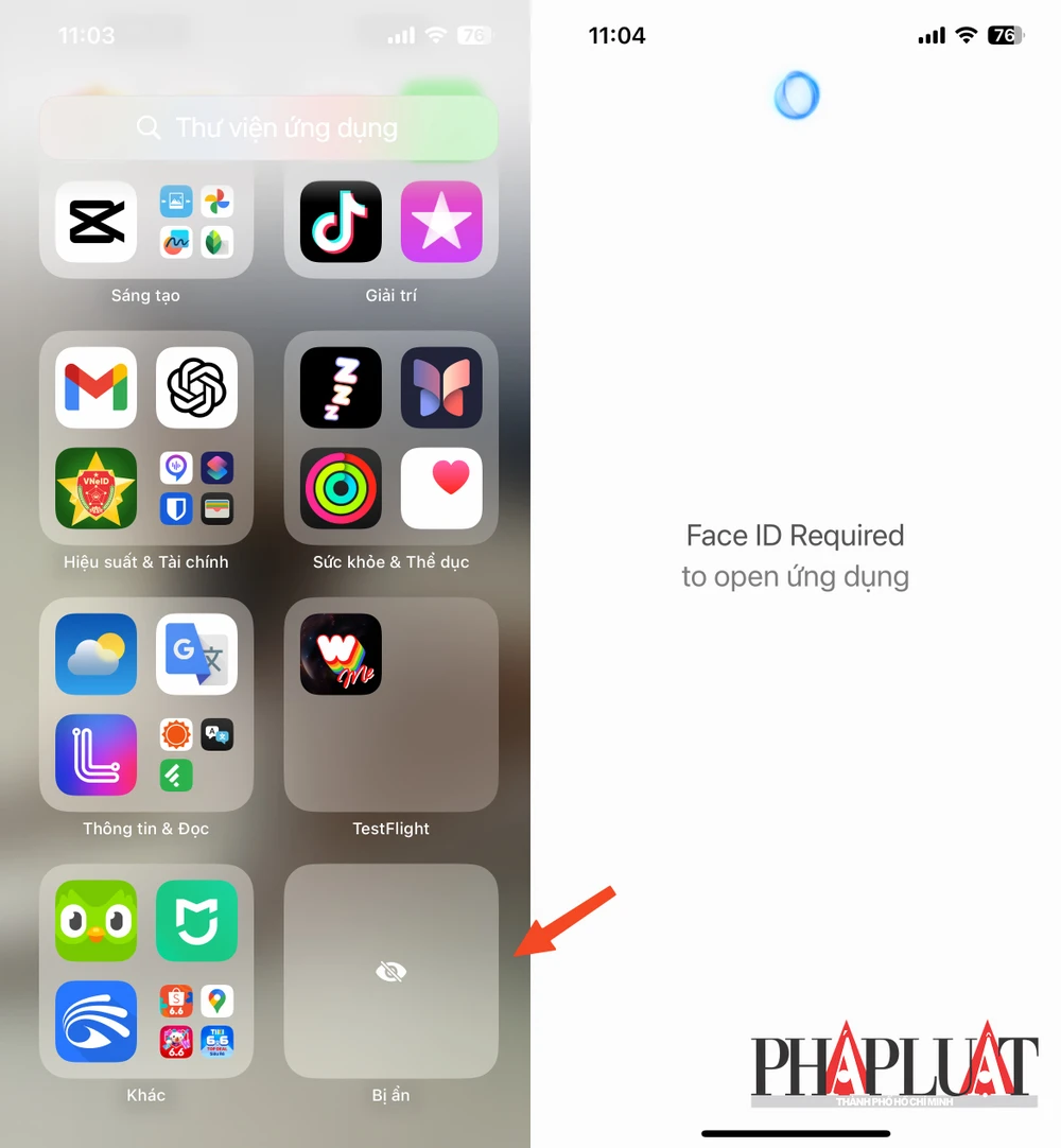 Cách xem các ứng dụng bị ẩn trên iPhone chạy iOS 18. Ảnh: MINH HOÀNG