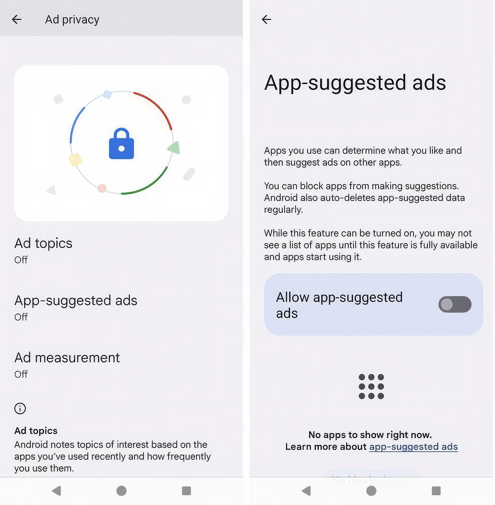 Tắt quảng cáo trên Android được đề xuất bởi các ứng dụng. Ảnh: Kaspersky