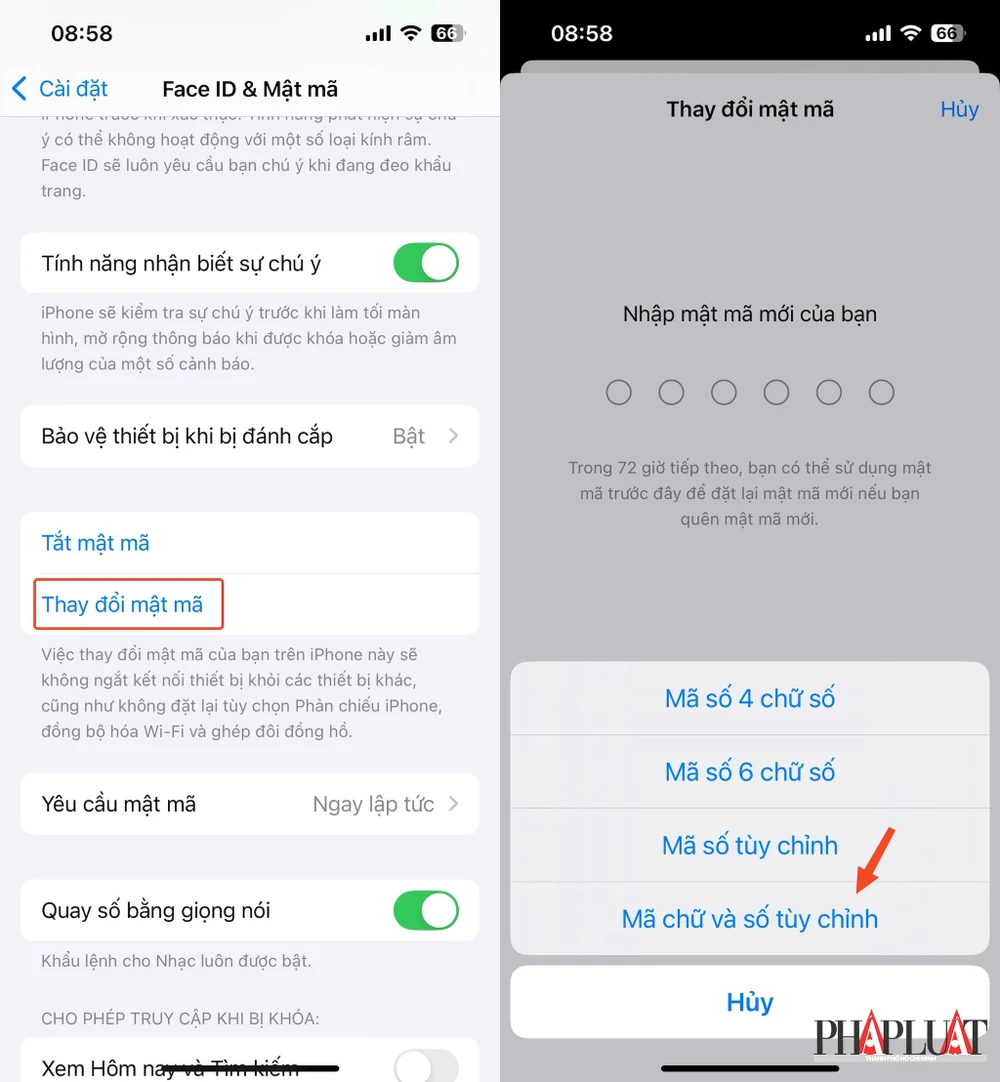 Đặt mật mã phức tạp để bảo vệ iPhone. Ảnh: MINH HOÀNG