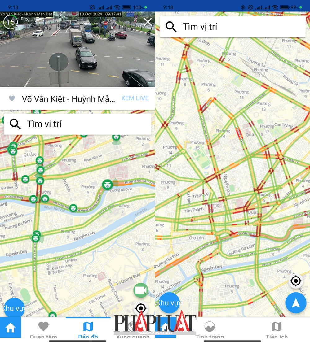 Kiểm tra tình trạng giao thông trên đường. Ảnh: MINH HOÀNG
