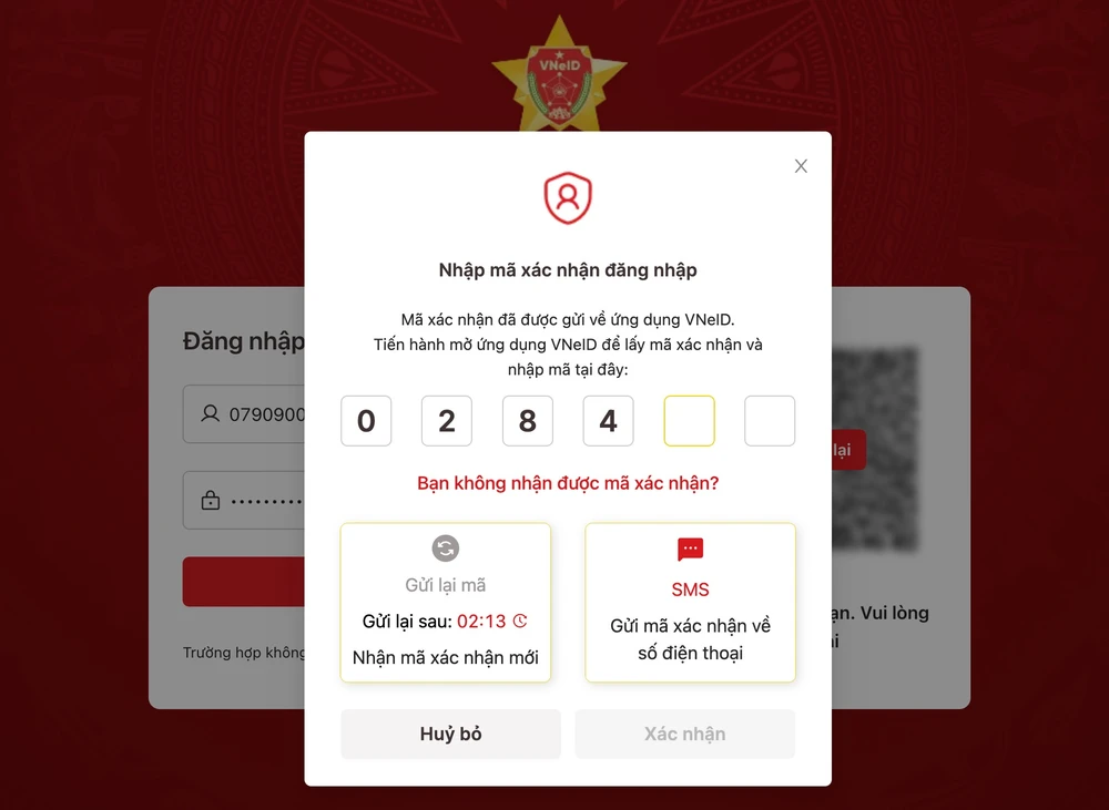 Đăng nhập cổng Dịch vụ công Bộ Công an bằng tài khoản VNeID. Ảnh: MINH HOÀNG