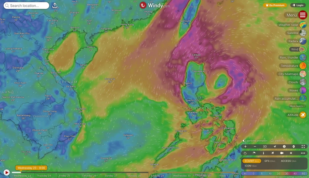 Sử dụng Windy trên máy tính. Ảnh: MINH HOÀNG